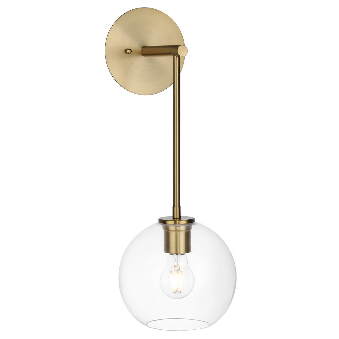 Brushed Brass Glass Globe Wall Sconce for Bathroom & Kitchen XB-W1263-BS