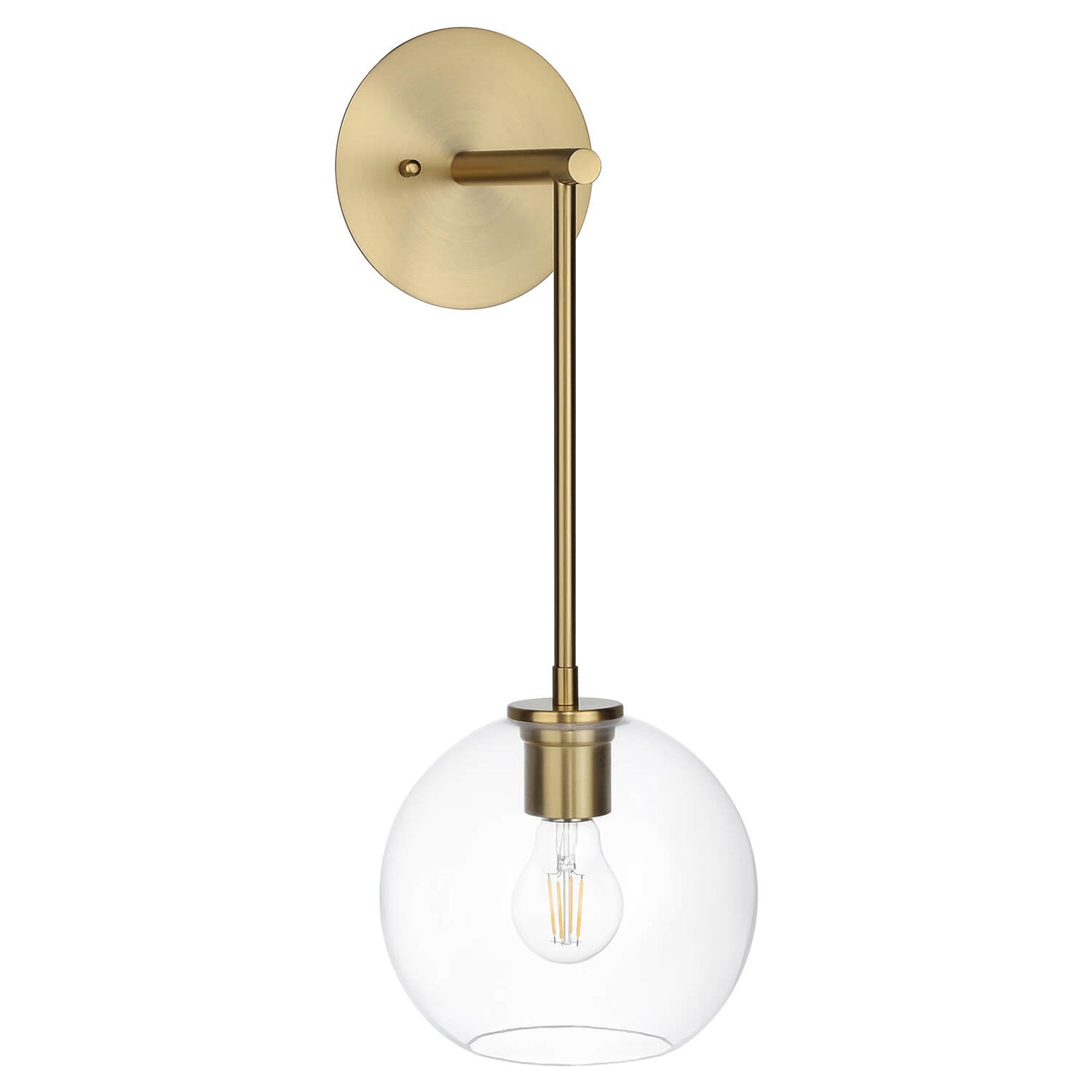 Brushed Brass Glass Globe Wall Sconce for Bathroom & Kitchen XB-W1263-BS