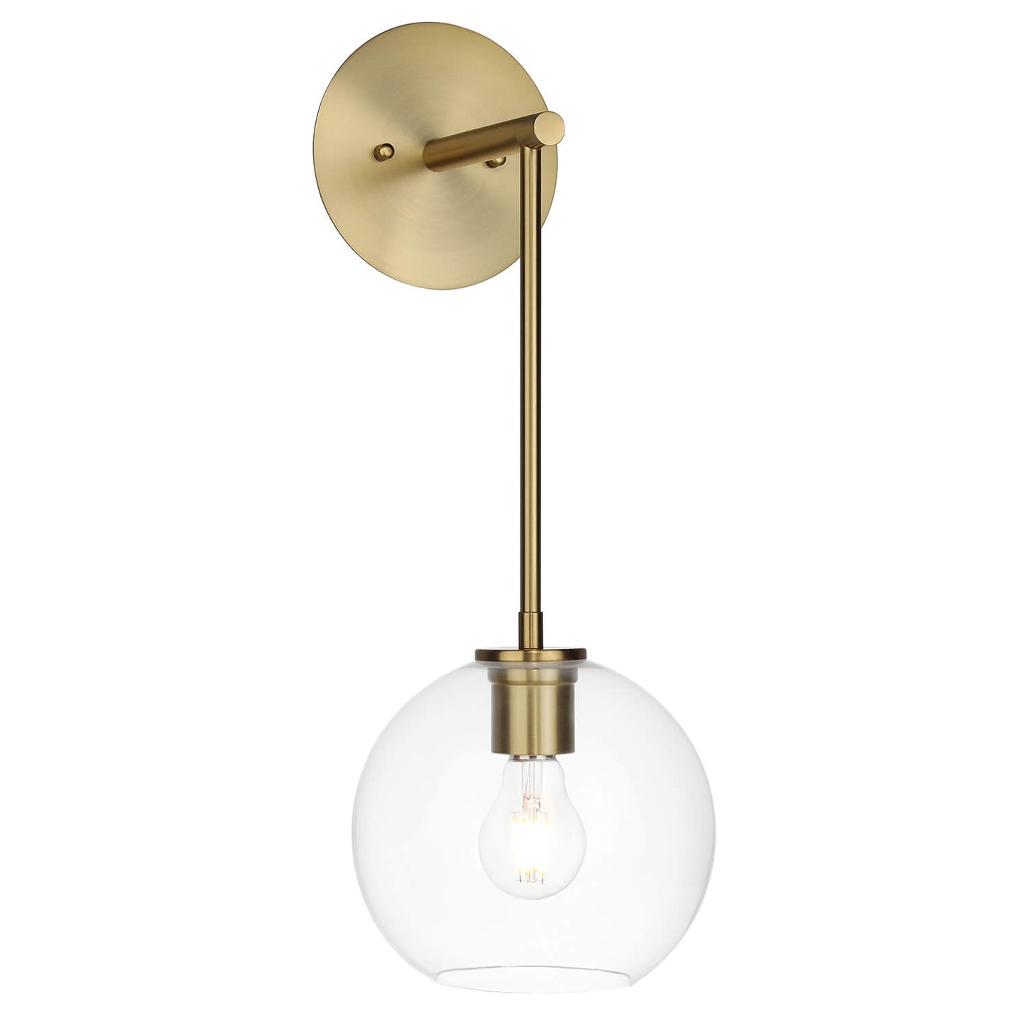 Brushed Brass Glass Globe Wall Sconce for Bathroom & Kitchen XB-W1263-BS