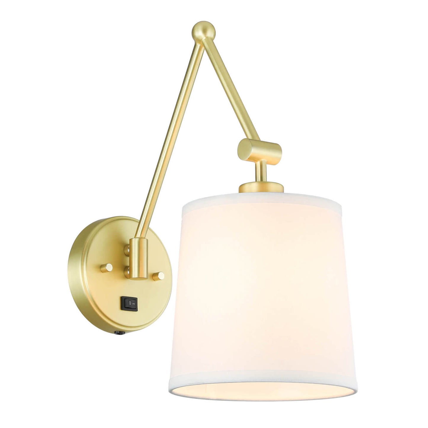 Set of 2 Modern Brass Wall Sconces with Fabric Shade and On/Off Switch XB-W1265-SB