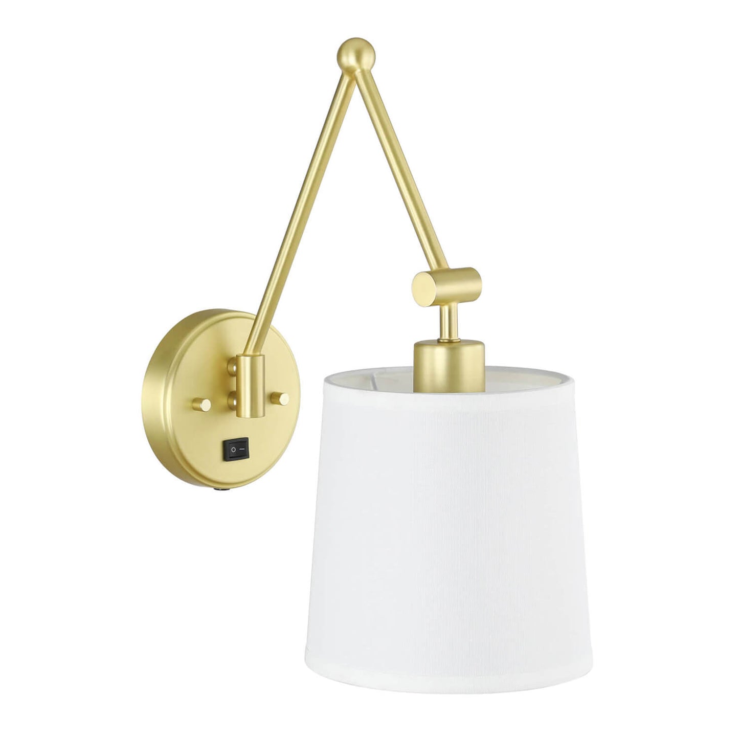 Set of 2 Modern Brass Wall Sconces with Fabric Shade and On/Off Switch XB-W1265-SB