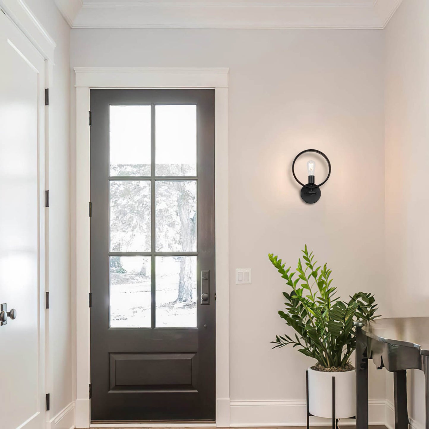 Black 1-Light Bathroom Vanity Sconce with LED Bulb for Hallway Bedroom XB-W1269-MB-LED