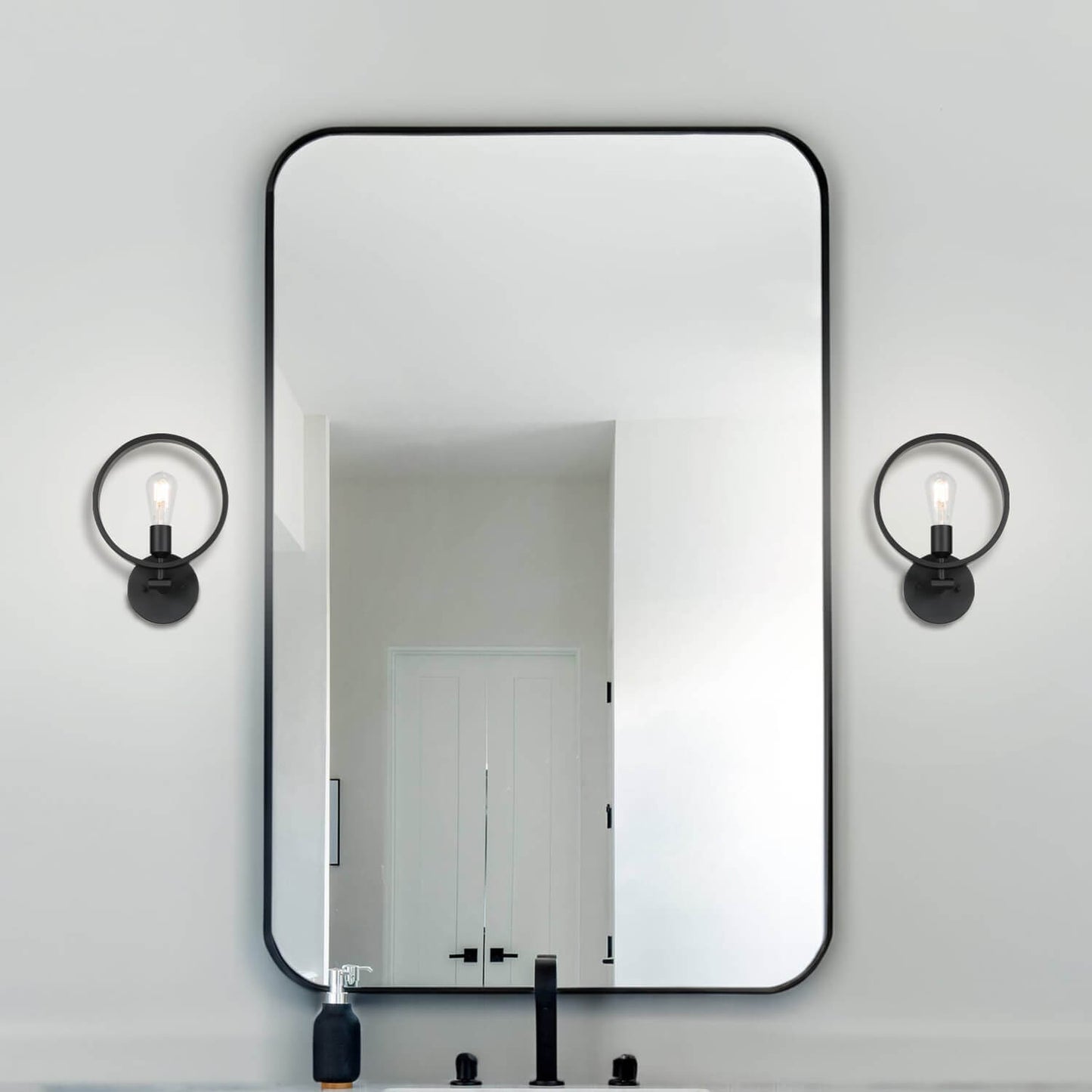 Black 1-Light Bathroom Vanity Sconce with LED Bulb for Hallway Bedroom XB-W1269-MB-LED