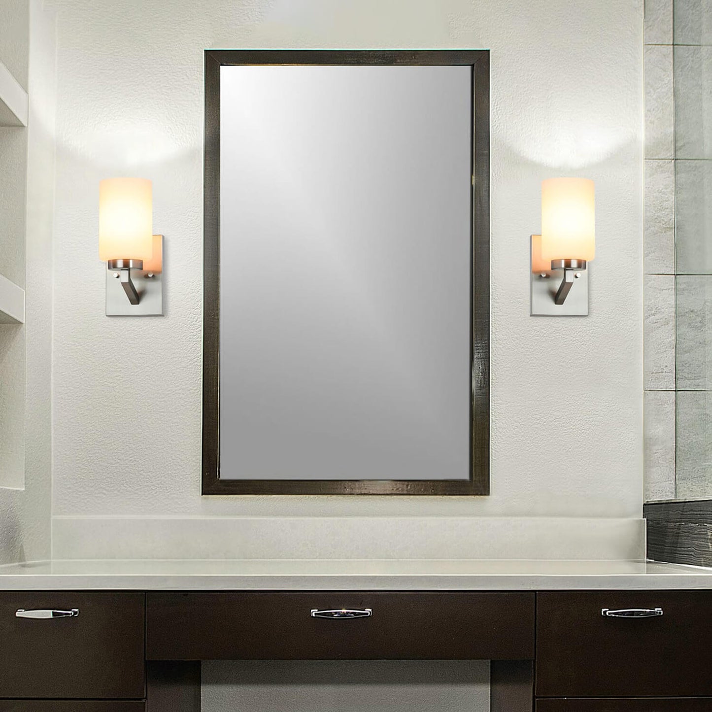 1-Light Brushed Nickel Bath Sconce with Glass XB-W1272-1-BN