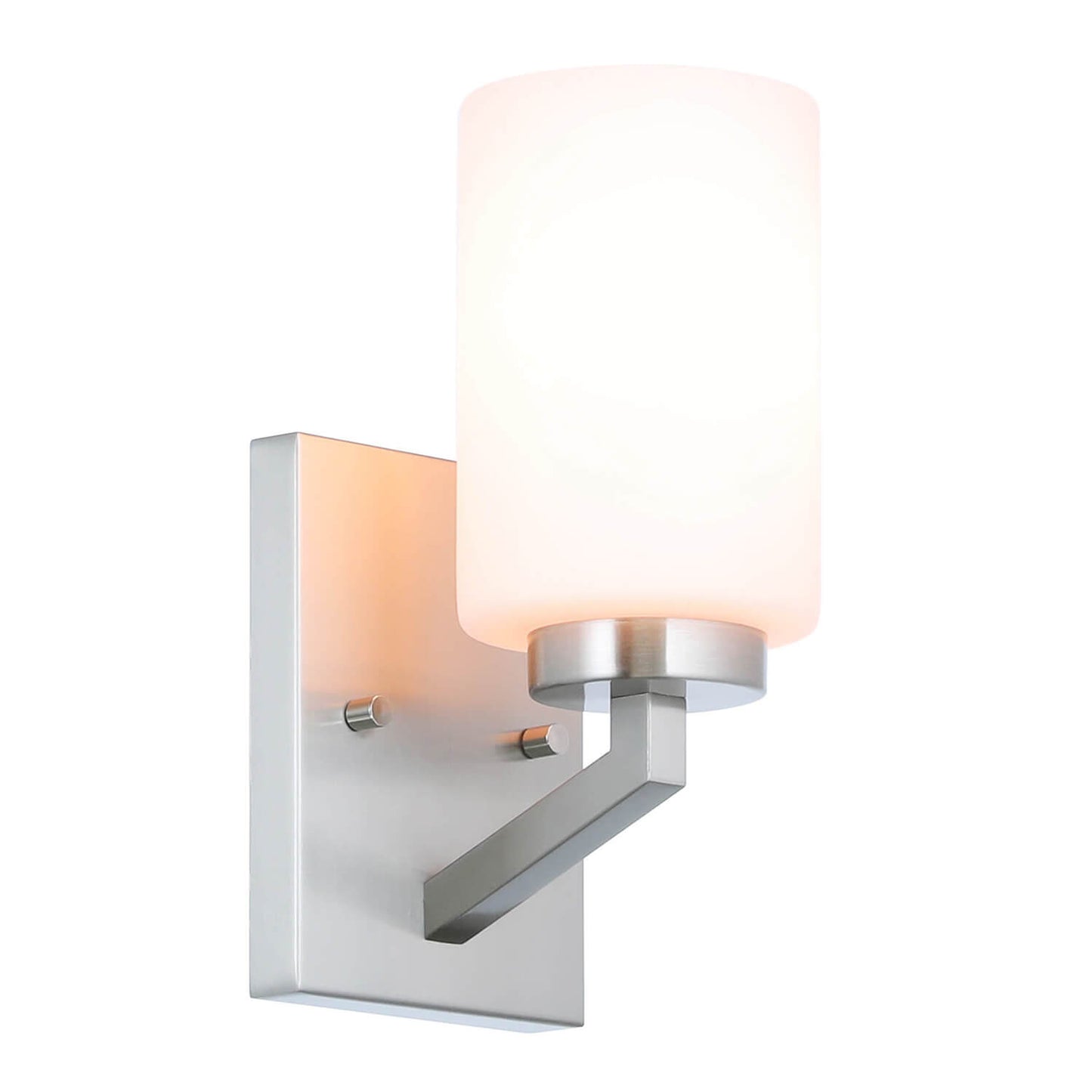 1-Light Brushed Nickel Bath Sconce with Glass XB-W1272-1-BN