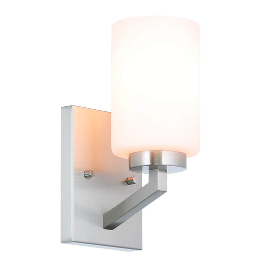 1-Light Brushed Nickel Bath Sconce with Glass XB-W1272-1-BN