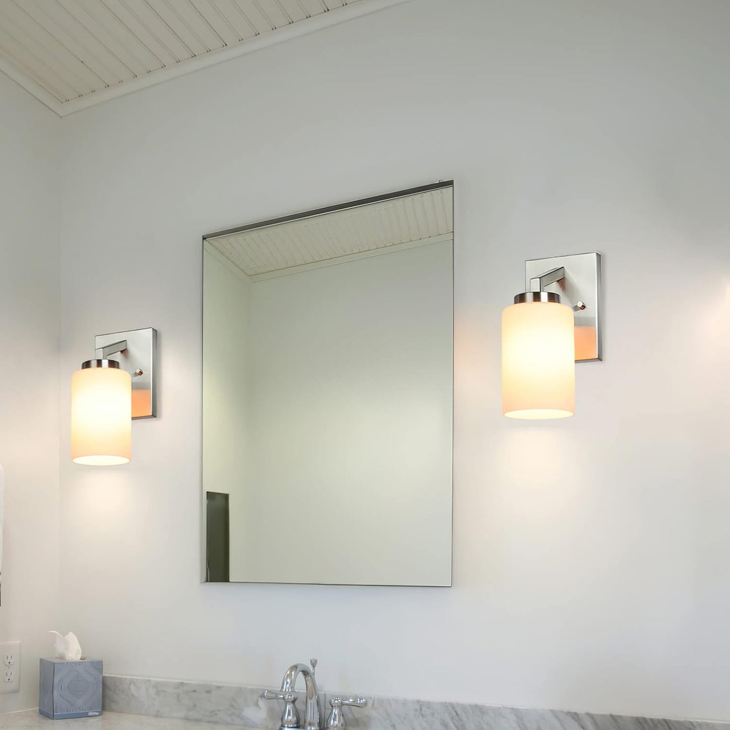 1-Light Brushed Nickel Bath Sconce with Glass XB-W1272-1-BN