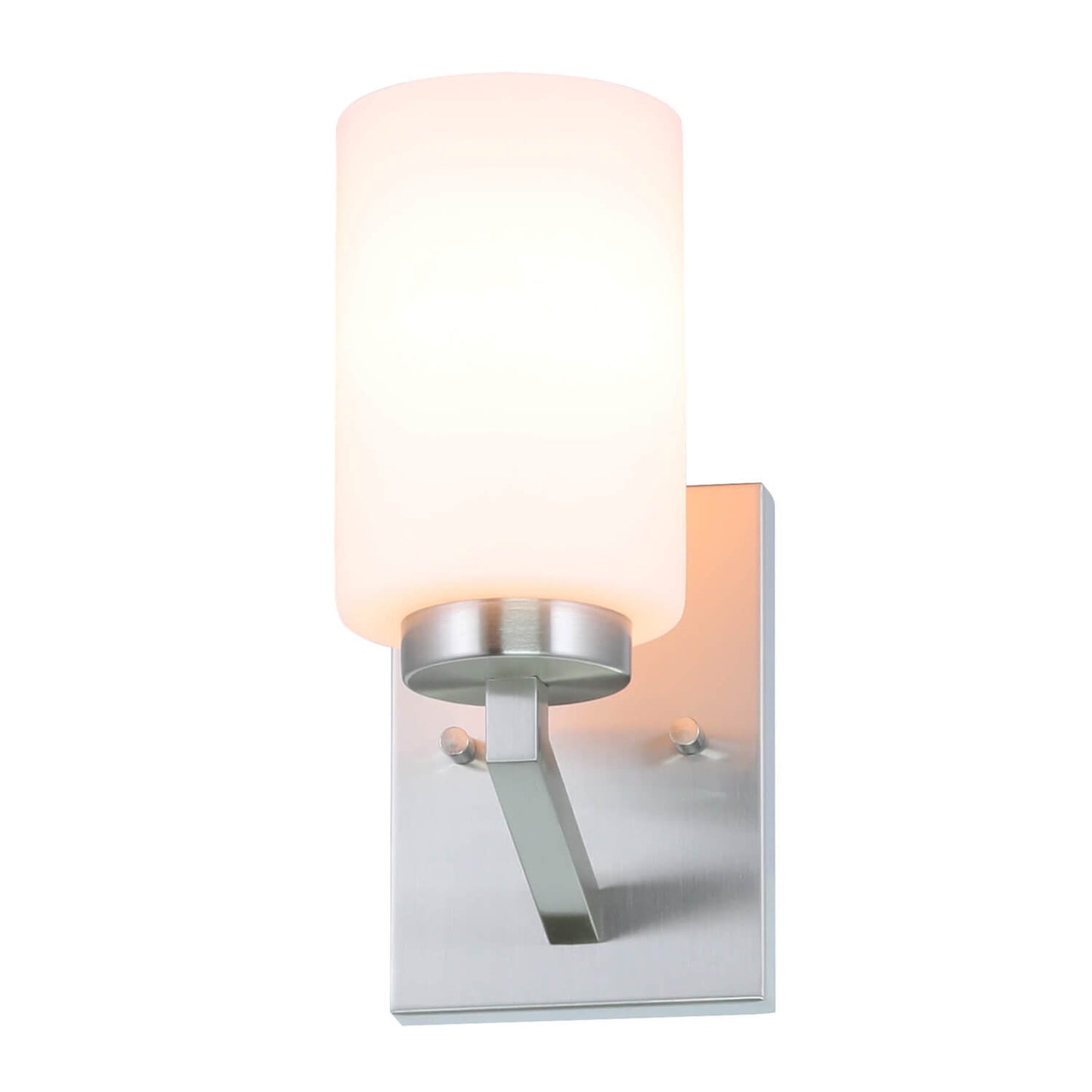1-Light Brushed Nickel Bath Sconce with Glass XB-W1272-1-BN