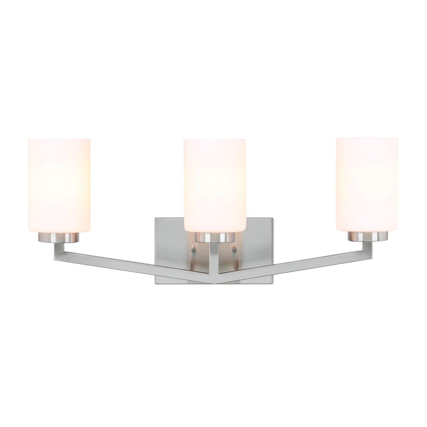 Modern 3-Light Brushed Nickel Vanity Light with Glass Shade XB-W1272-3-BN