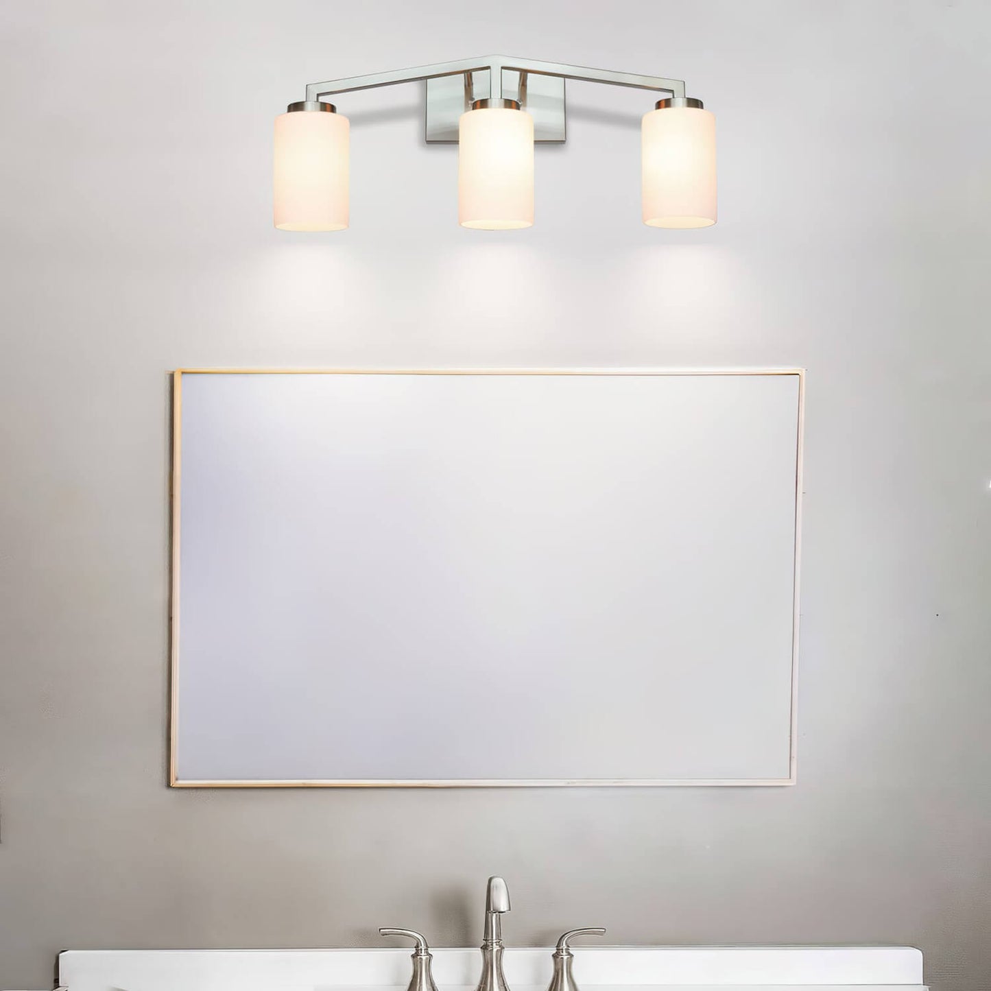 Modern 3-Light Brushed Nickel Vanity Light with Glass Shade XB-W1272-3-BN
