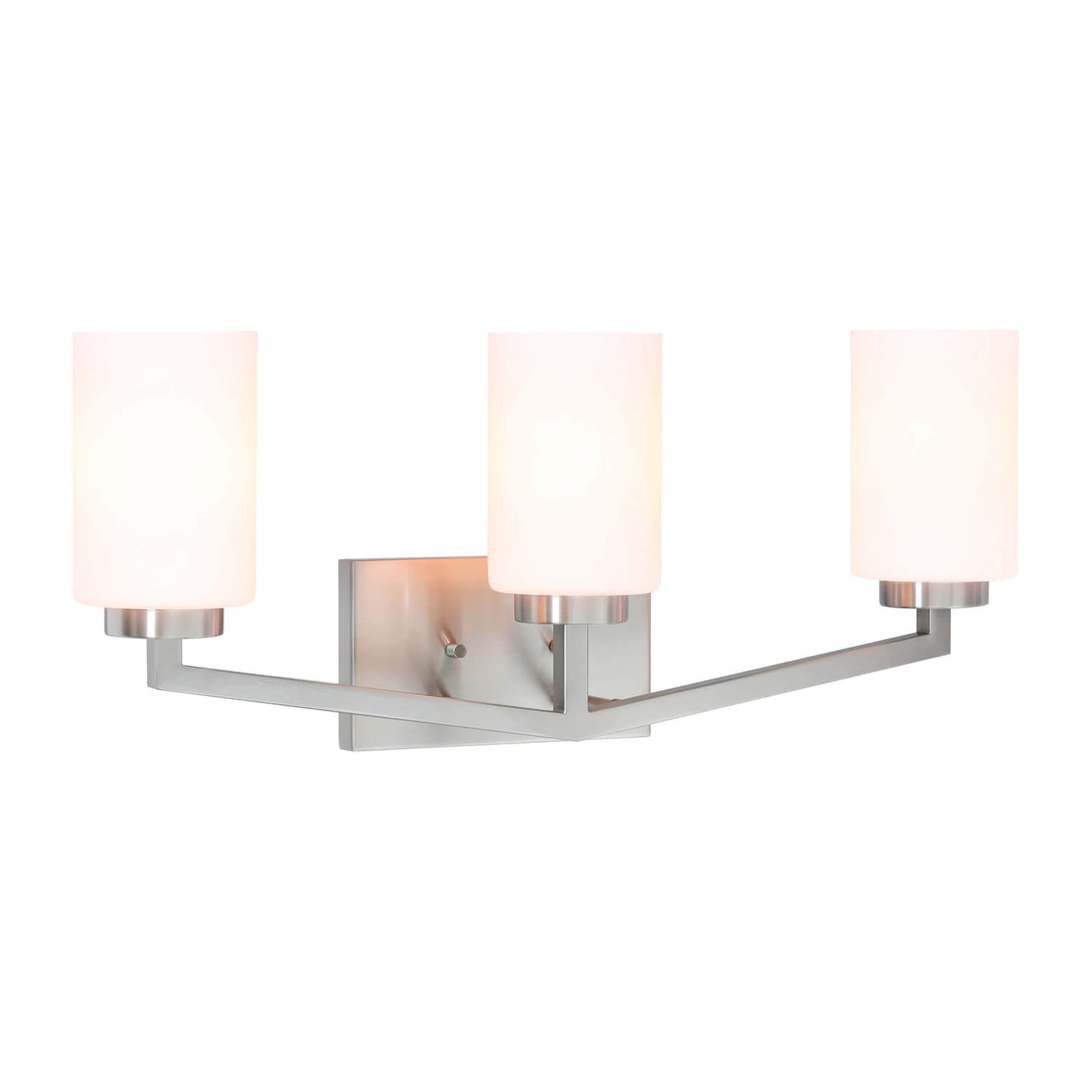 Modern 3-Light Brushed Nickel Vanity Light with Glass Shade XB-W1272-3-BN