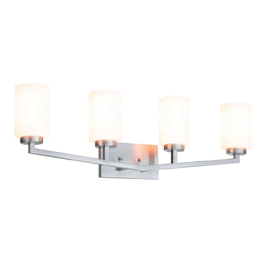 Modern 4-Light Brushed Nickel Vanity Light with Glass Over Mirror XB-W1272-4-BN