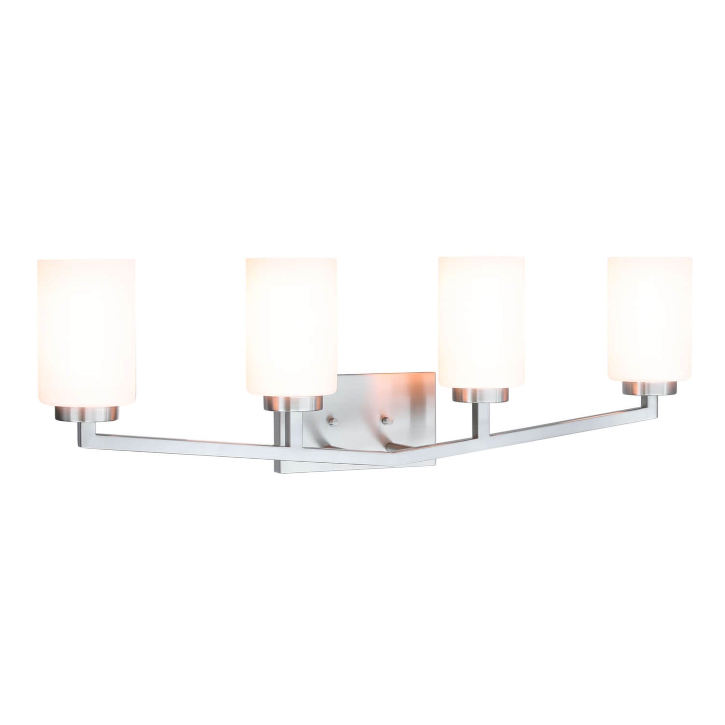 Modern 4-Light Brushed Nickel Vanity Light with Glass Over Mirror XB-W1272-4-BN