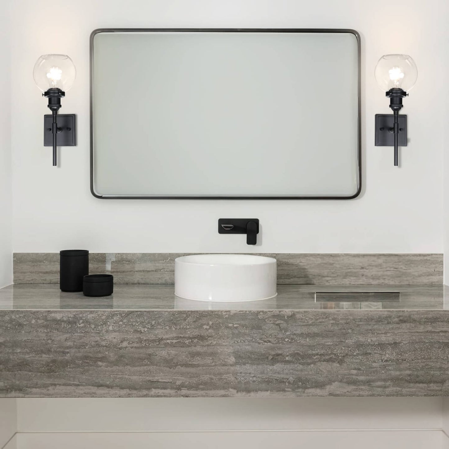 Modern 1-Light Globe Bath Sconce for Kitchen & Bathroom XB-W1275-1-MB