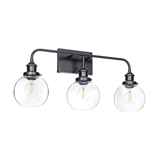Modern 3-Light Black Globe Vanity Light Over Mirror XB-W1275-3-MB