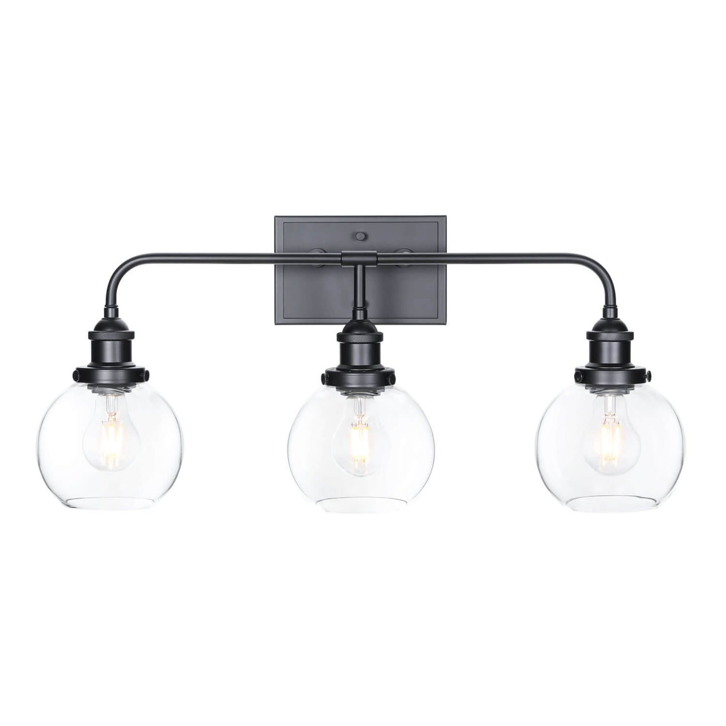 Modern 3-Light Black Globe Vanity Light Over Mirror XB-W1275-3-MB