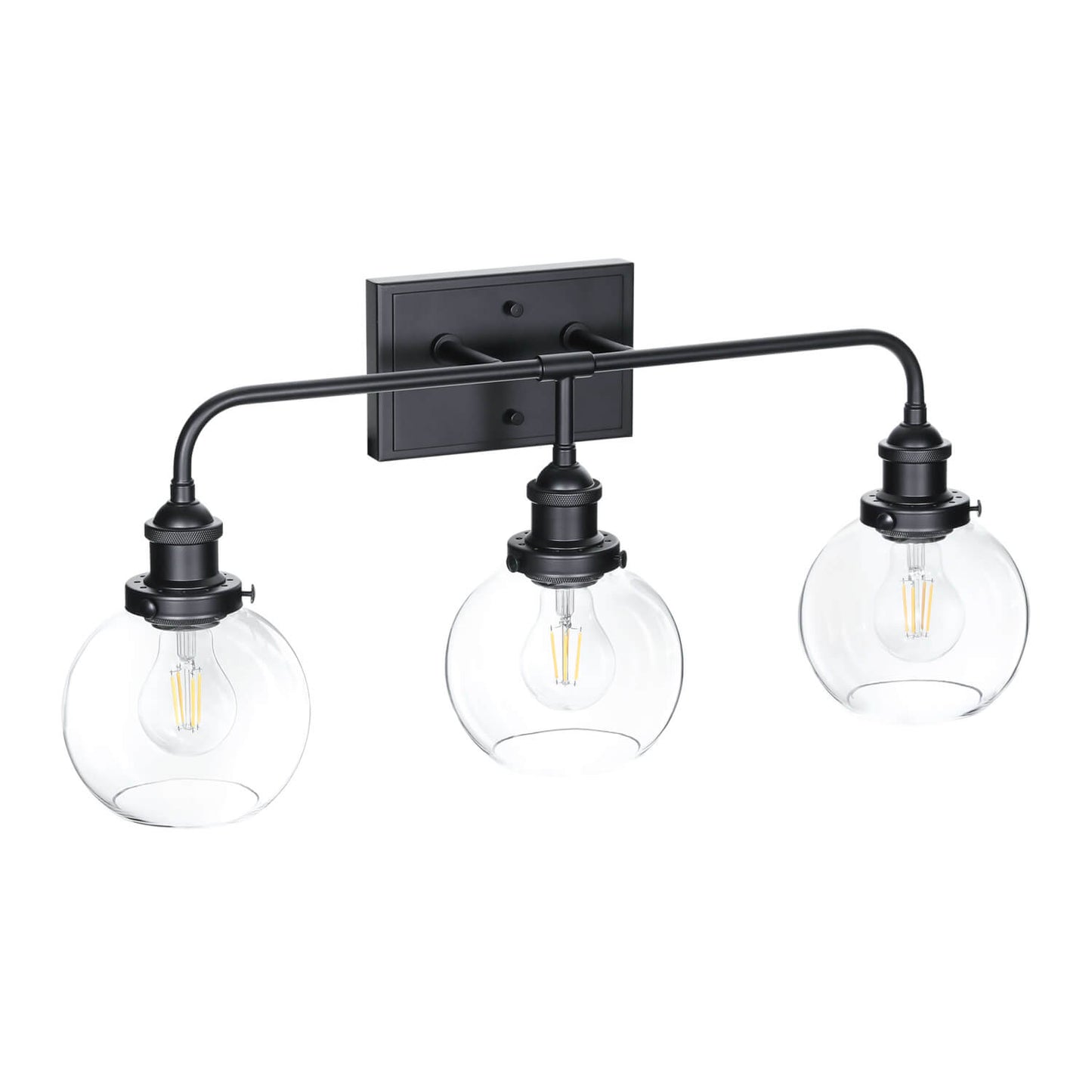 Modern 3-Light Black Globe Vanity Light Over Mirror XB-W1275-3-MB