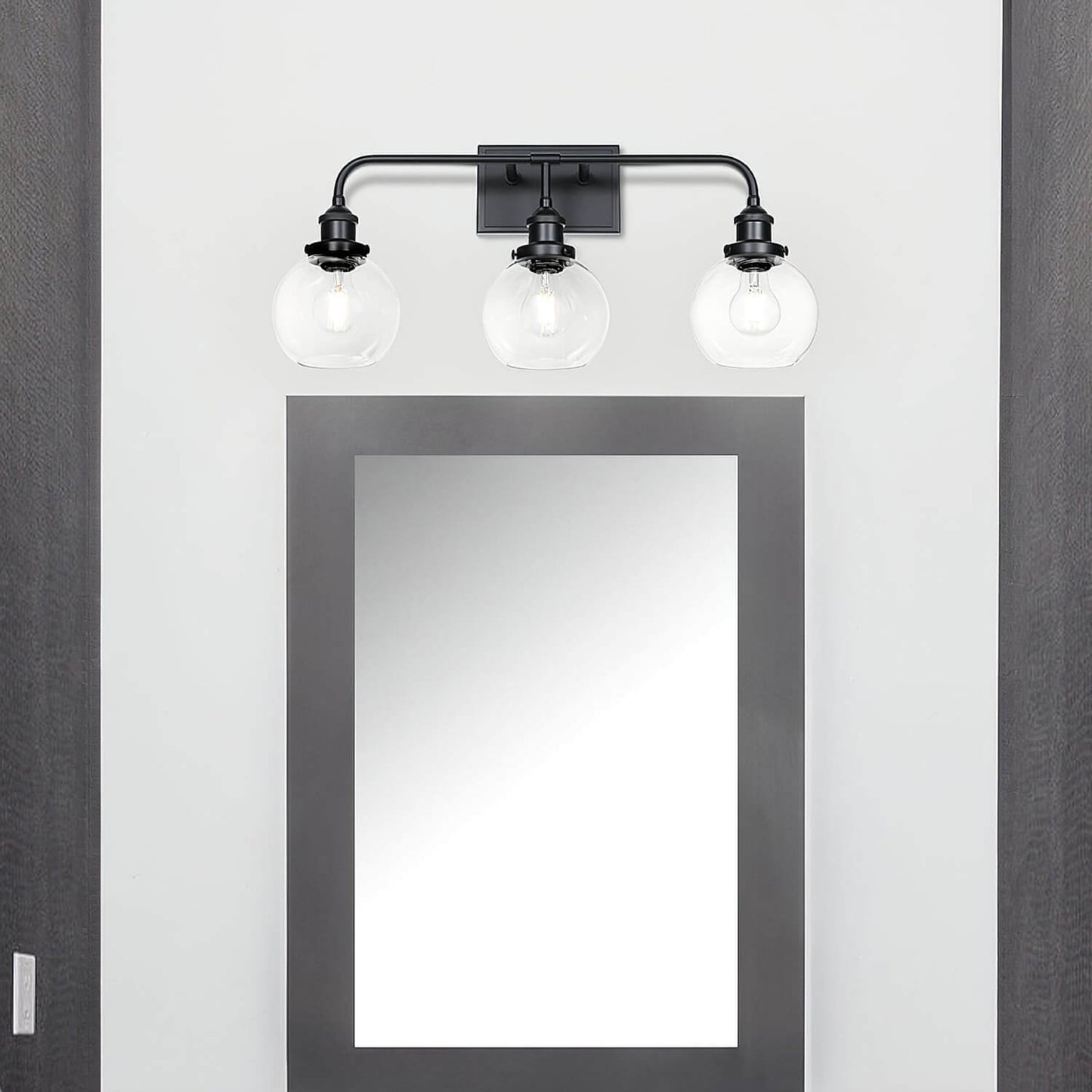 Modern 3-Light Black Globe Vanity Light Over Mirror XB-W1275-3-MB
