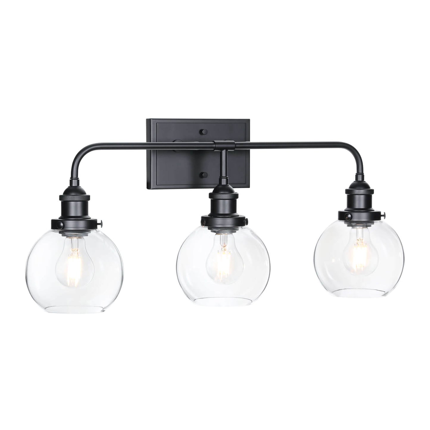 Modern 3-Light Black Globe Vanity Light Over Mirror XB-W1275-3-MB