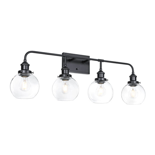 Modern 4-Light Black Globe Vanity Light for Bathroom & Kitchen XB-W1275-4-MB