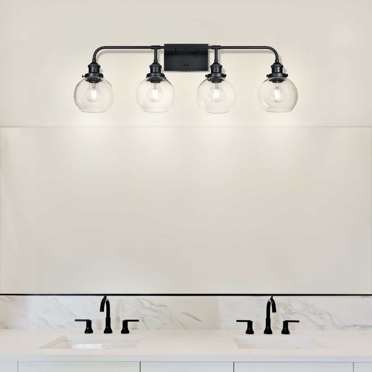Modern 4-Light Black Globe Vanity Light for Bathroom & Kitchen XB-W1275-4-MB