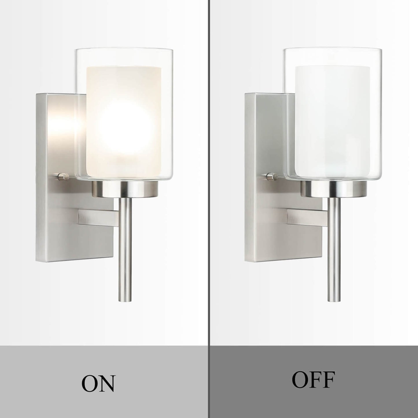 Modern Indoor Vanity Light with Dual Glass Shade XB-W1276-1-BN