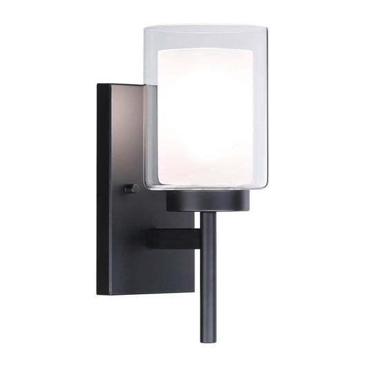 Classic 1-Light Black Vanity Sconce with Dual Glass Shades XB-W1276-1-MB