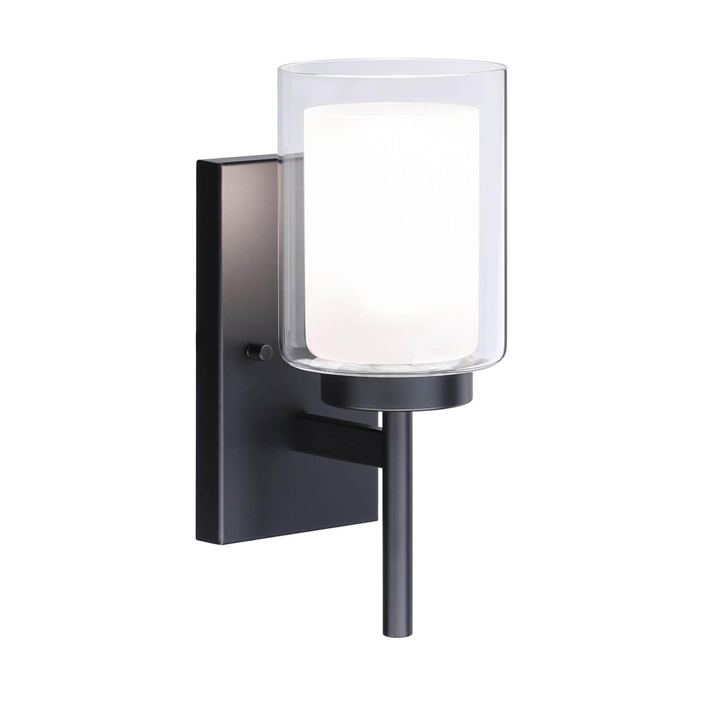 Classic 1-Light Black Vanity Sconce with Dual Glass Shades XB-W1276-1-MB