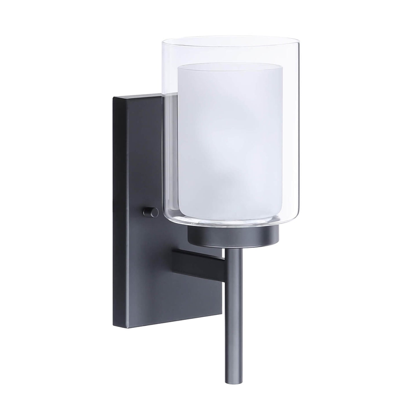 Classic 1-Light Black Vanity Sconce with Dual Glass Shades XB-W1276-1-MB