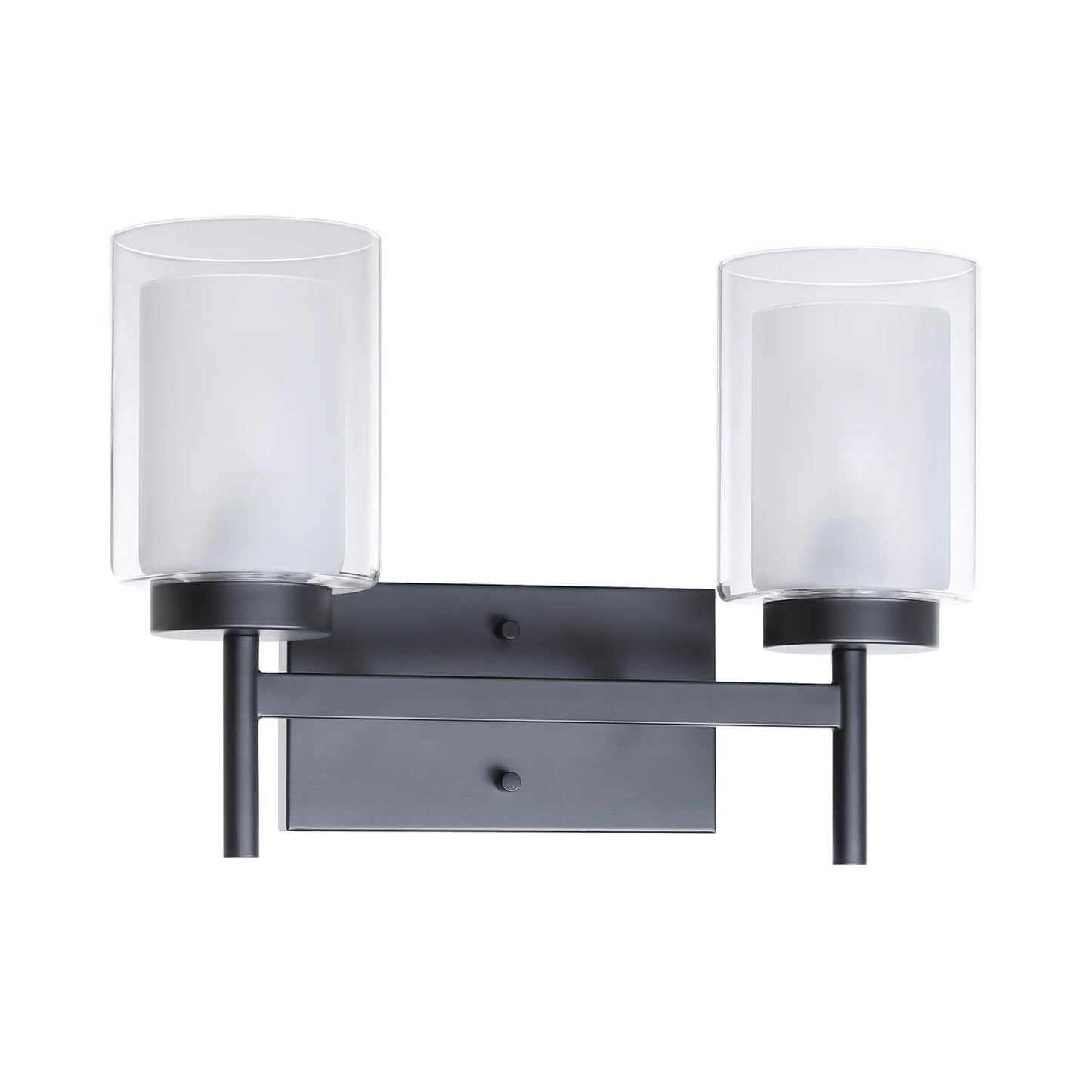 Modern 2-Light Black Vanity Light with Dual Glass XB-W1276-2-MB