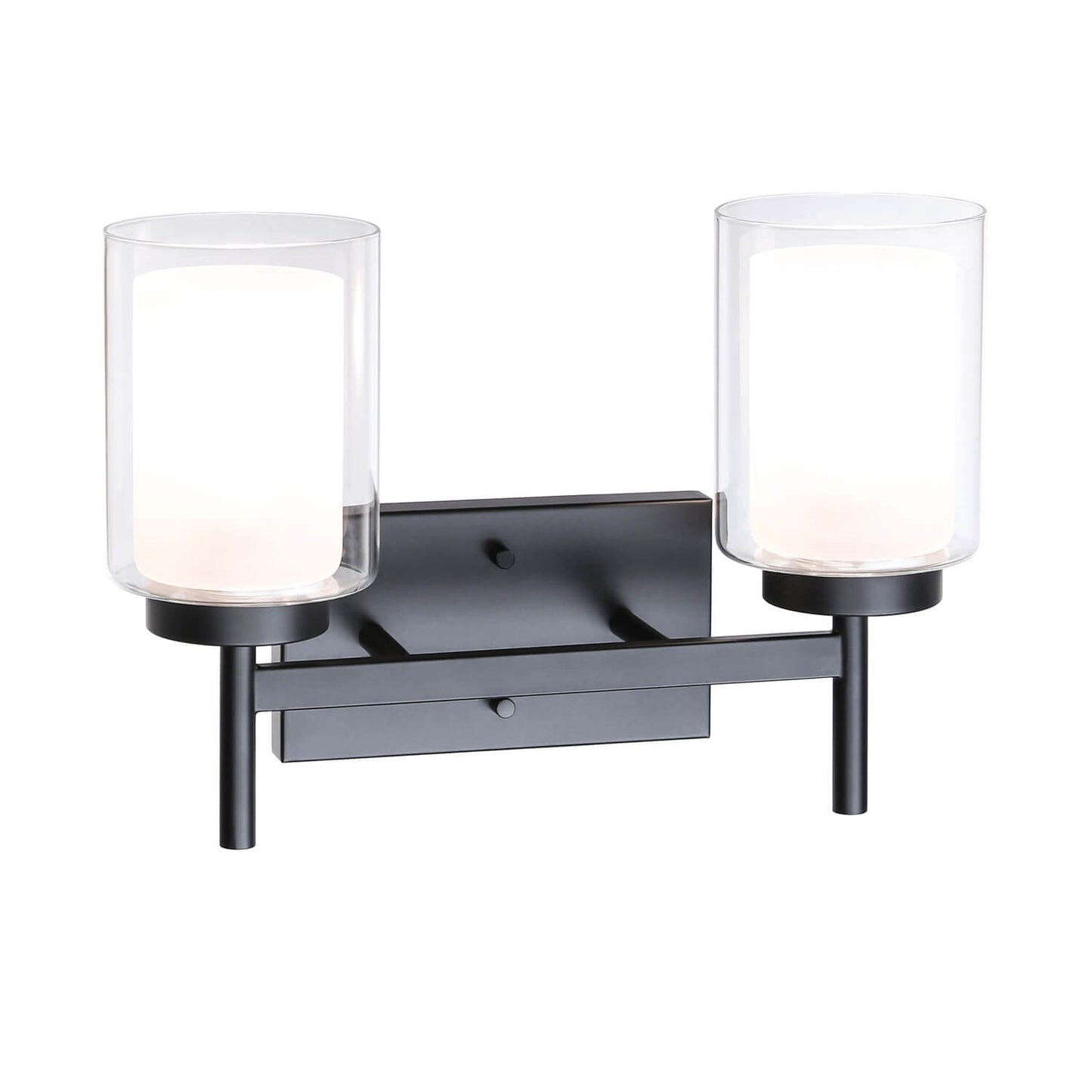 Modern 2-Light Black Vanity Light with Dual Glass XB-W1276-2-MB