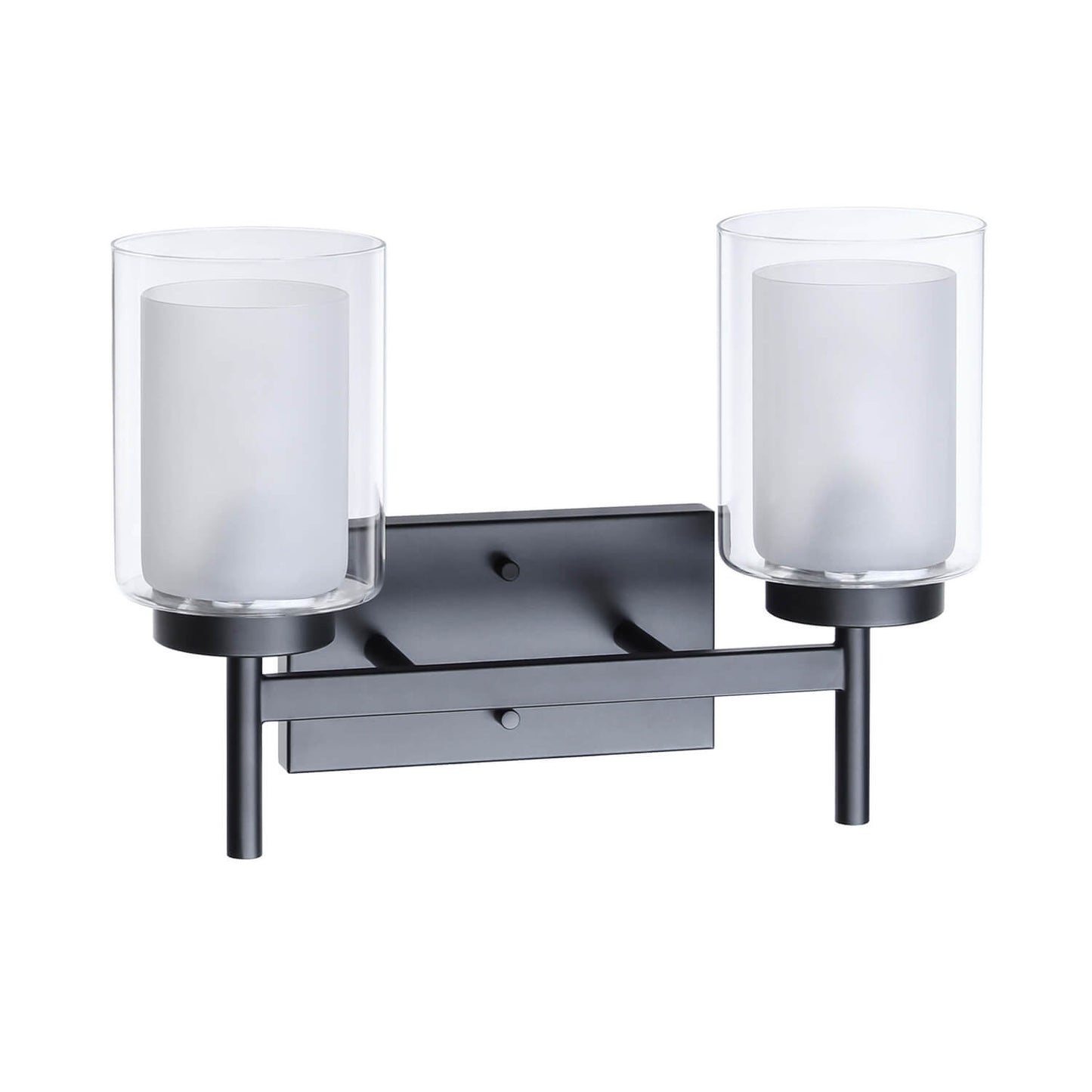 Modern 2-Light Black Vanity Light with Dual Glass XB-W1276-2-MB