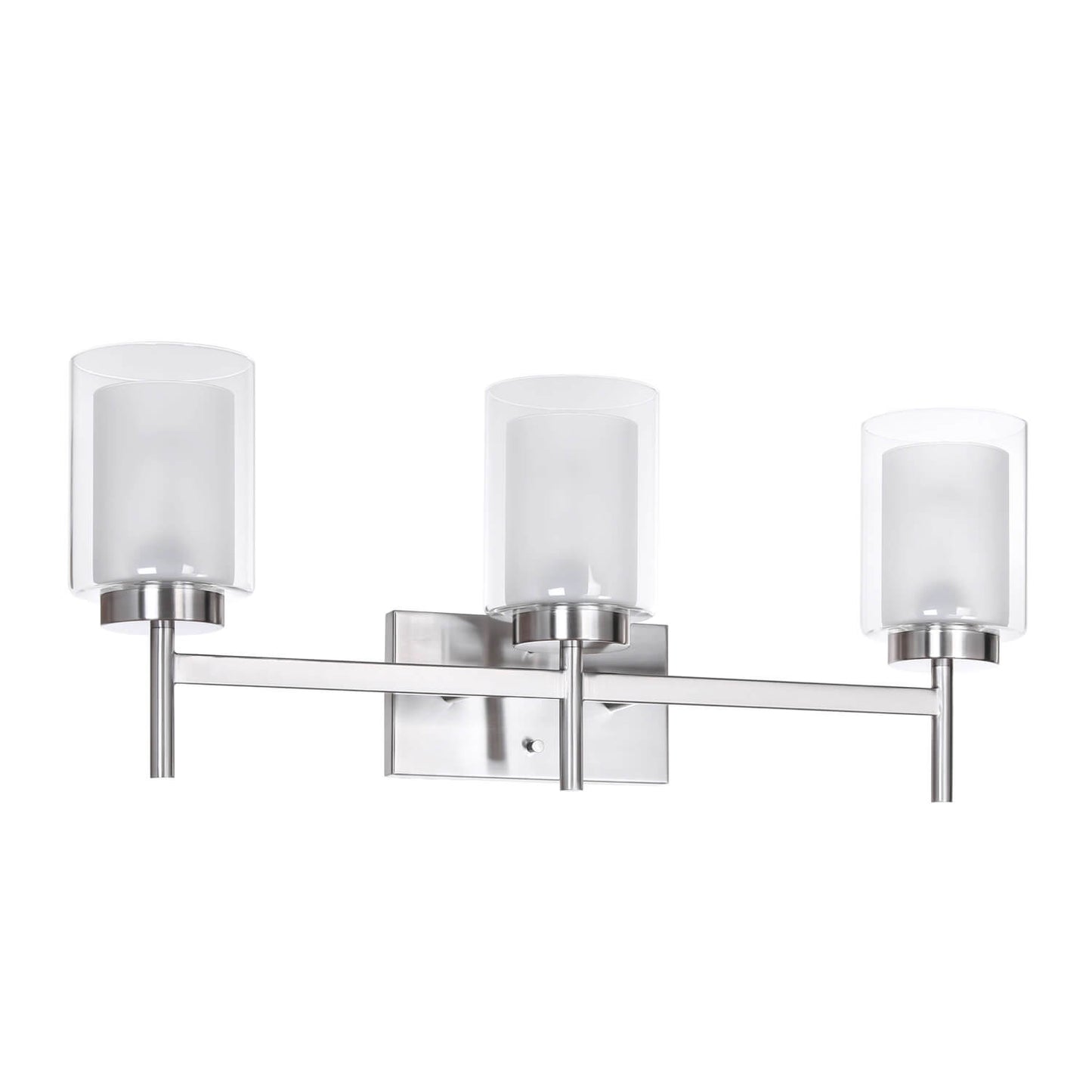 Modern 3-Light Brushed Nickel Vanity Light with Dual Glass XB-W1276-3-BN