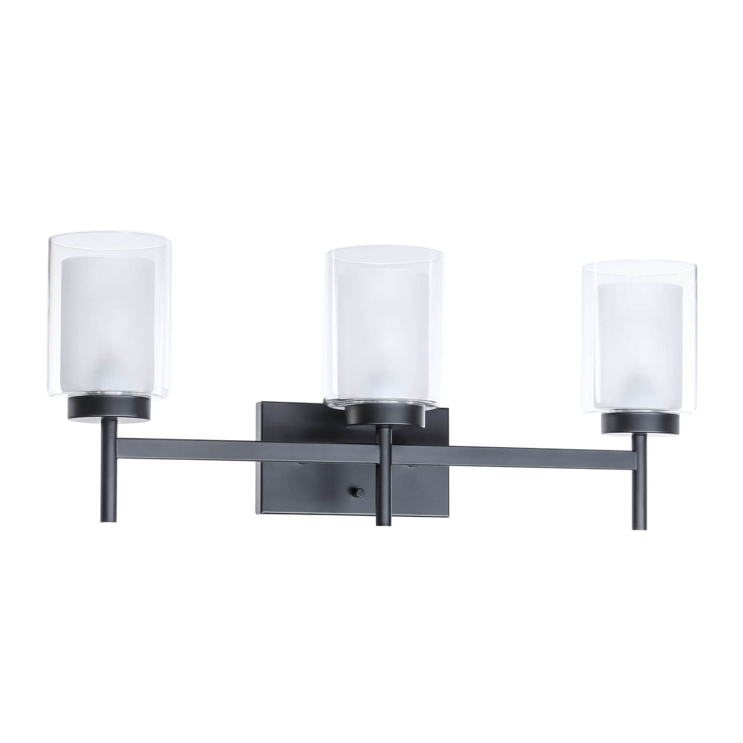 Classic 3-Light Black Bathroom Vanity Light with Dual Glass Shades XB-W1276-3-MB