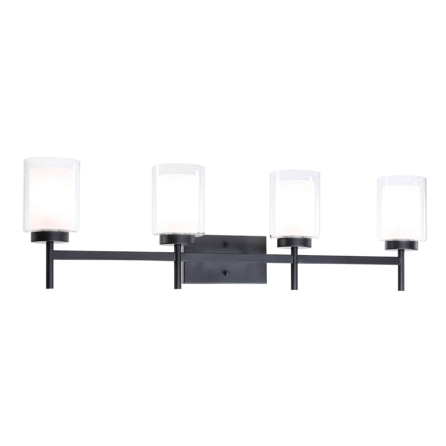 Bathroom Black Dual Glass Vanity Light Over Mirror XB-W1276-4-MB