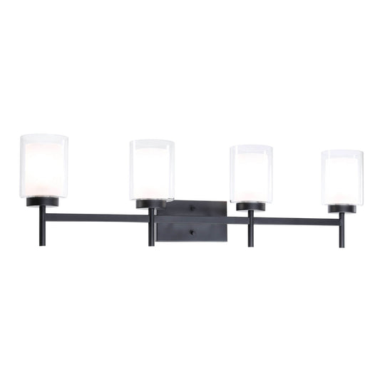 Bathroom Black Dual Glass Vanity Light Over Mirror XB-W1276-4-MB