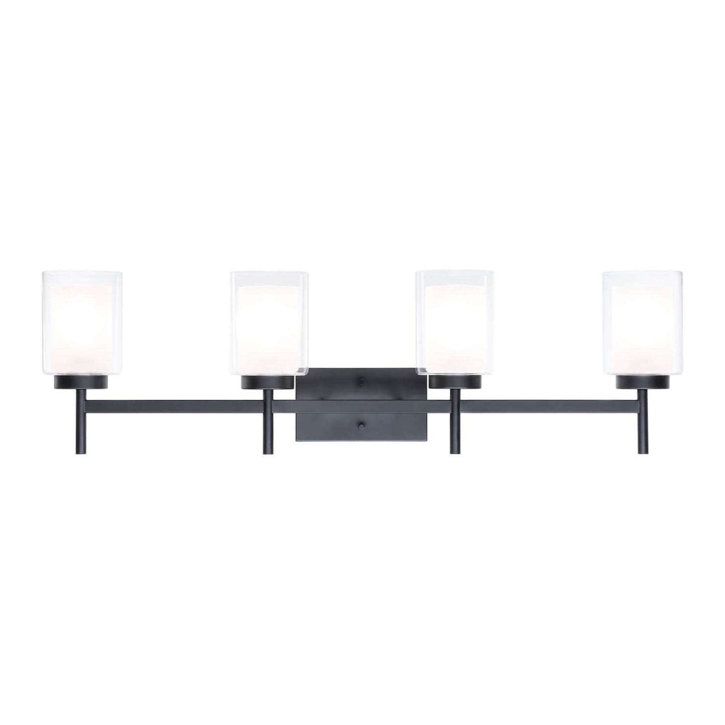 Bathroom Black Dual Glass Vanity Light Over Mirror XB-W1276-4-MB
