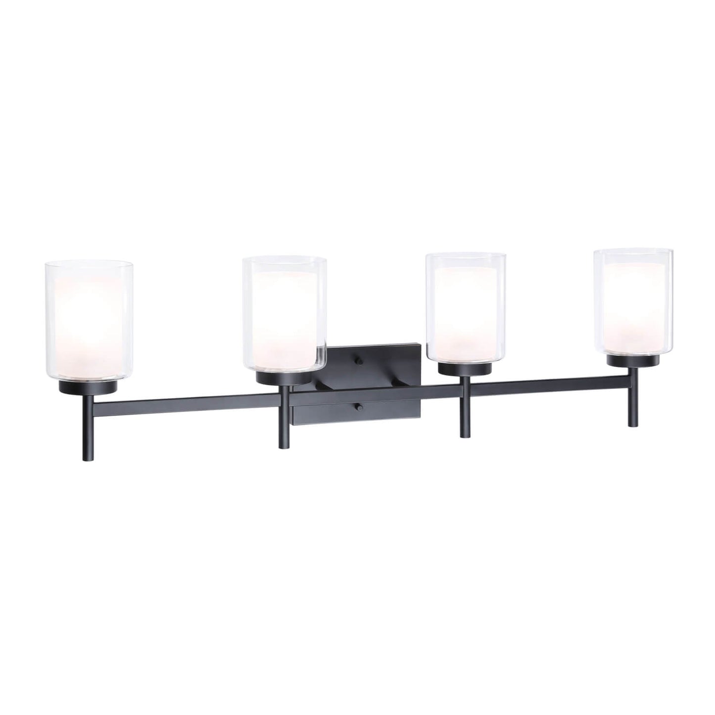 Bathroom Black Dual Glass Vanity Light Over Mirror XB-W1276-4-MB