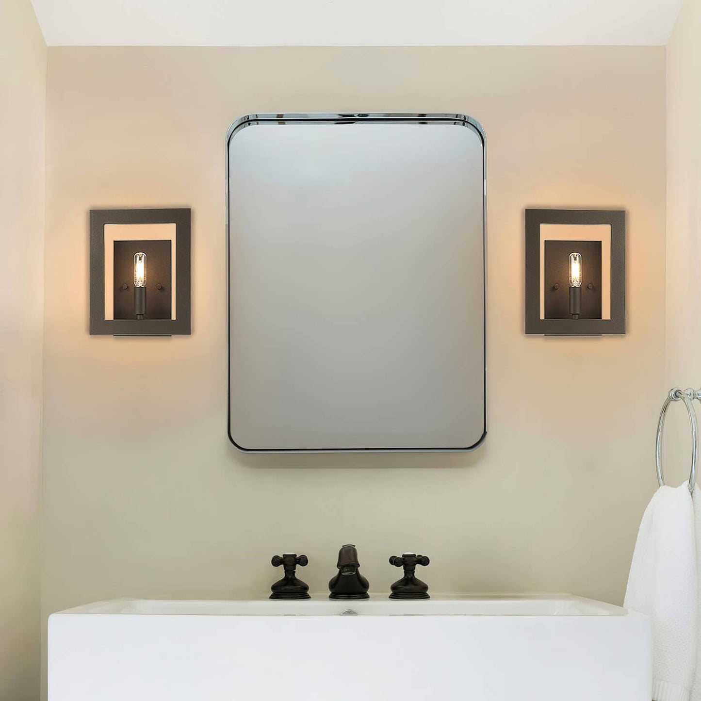 Modern 1-Light Dark Bronze Wall Sconce with LED Bulb for Vanity XB-W1278-1-DB