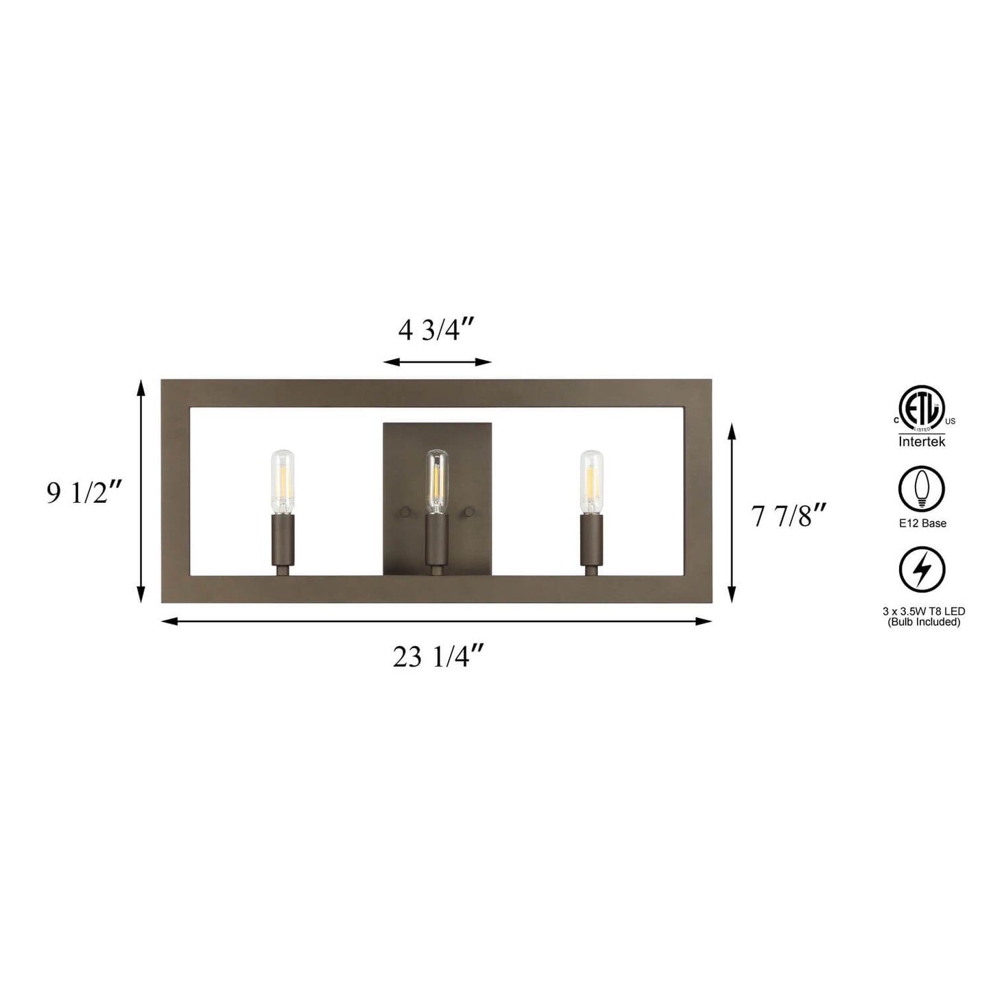 Industrial Dark Bronze Wall Sconce with LED Bulbs XB-W1278-3-DB