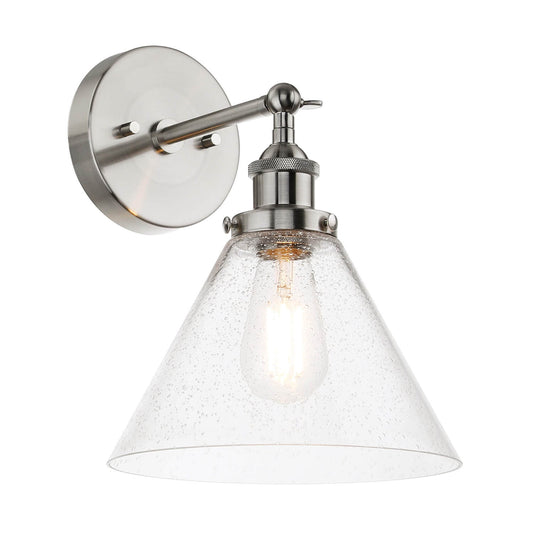 Industrial Brushed Nickel Adjustable Wall Sconce with Seeded Glass XB-W1280-BN