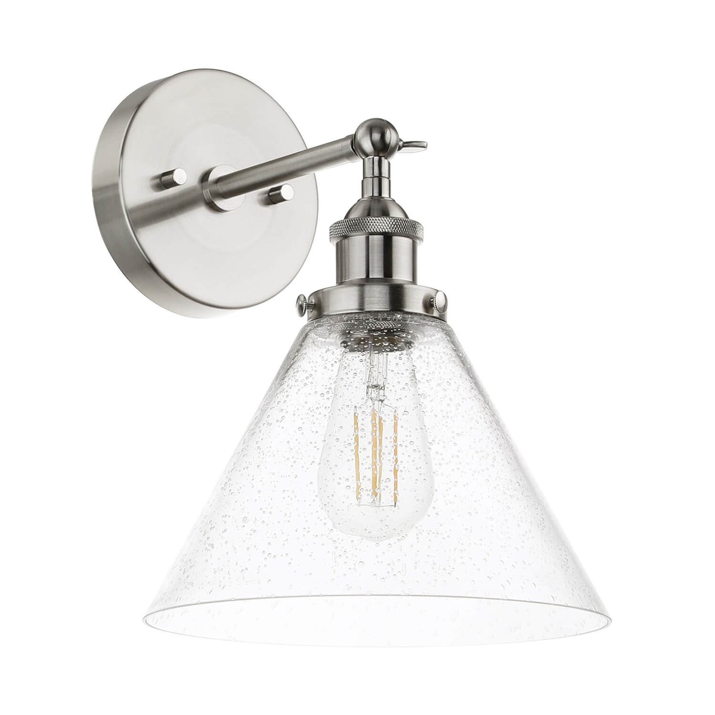 Industrial Brushed Nickel Adjustable Wall Sconce with Seeded Glass XB-W1280-BN