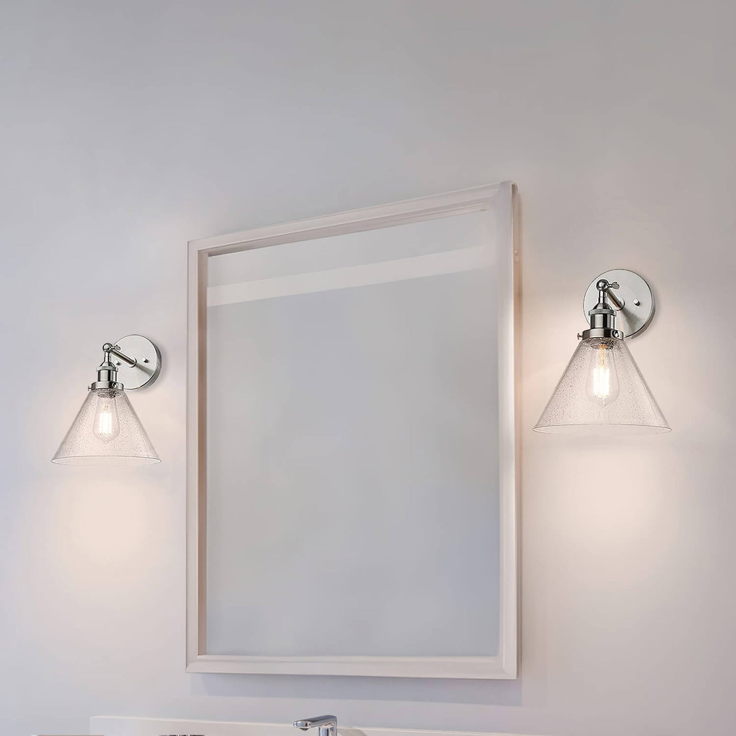 Industrial Brushed Nickel Adjustable Wall Sconce with Seeded Glass XB-W1280-BN