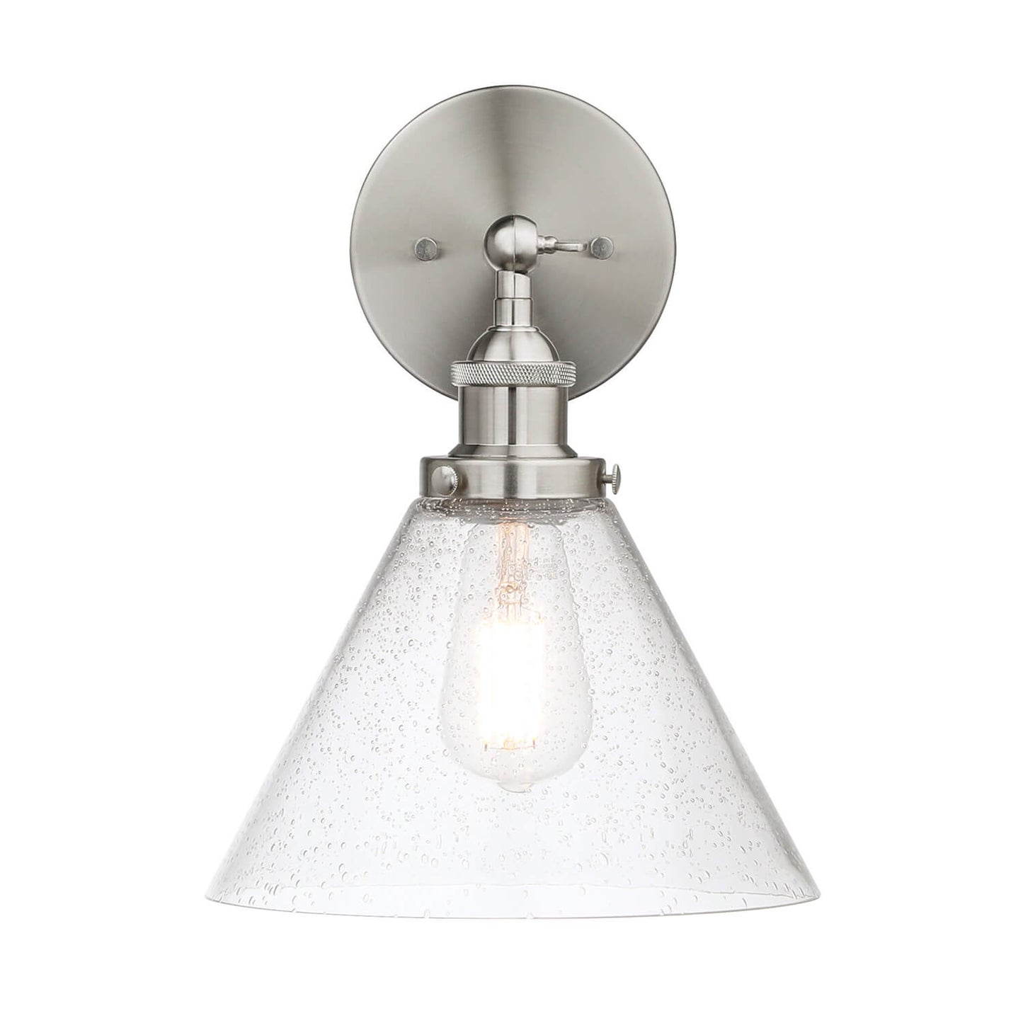 Industrial Brushed Nickel Adjustable Wall Sconce with Seeded Glass XB-W1280-BN