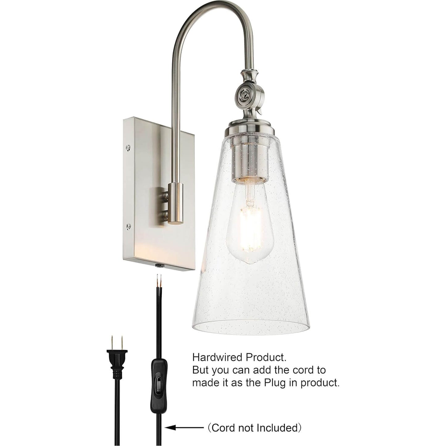 Classic Bathroom Vanity Wall Sconce - Brushed Nickel Finish XB-W1282-BN