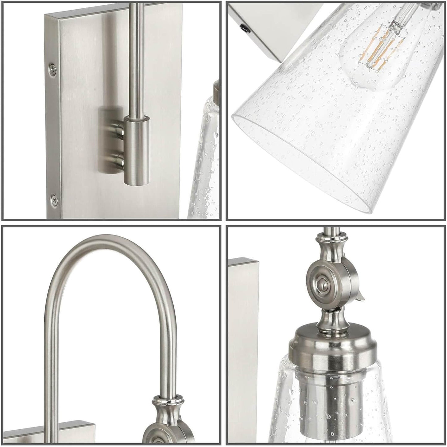 Classic Bathroom Vanity Wall Sconce - Brushed Nickel Finish XB-W1282-BN