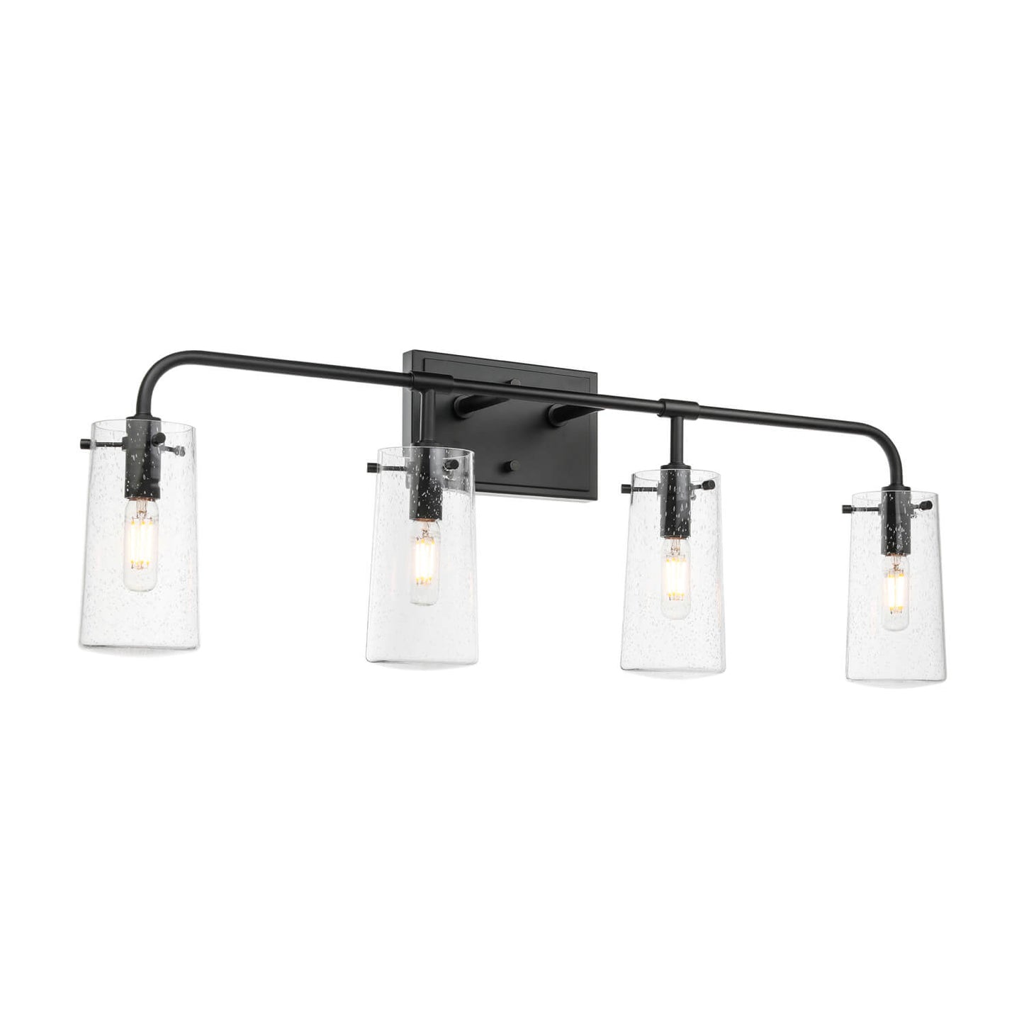 Industrial 4-Light Black Vanity Light with Seeded Glass XB-W1283-4-MB