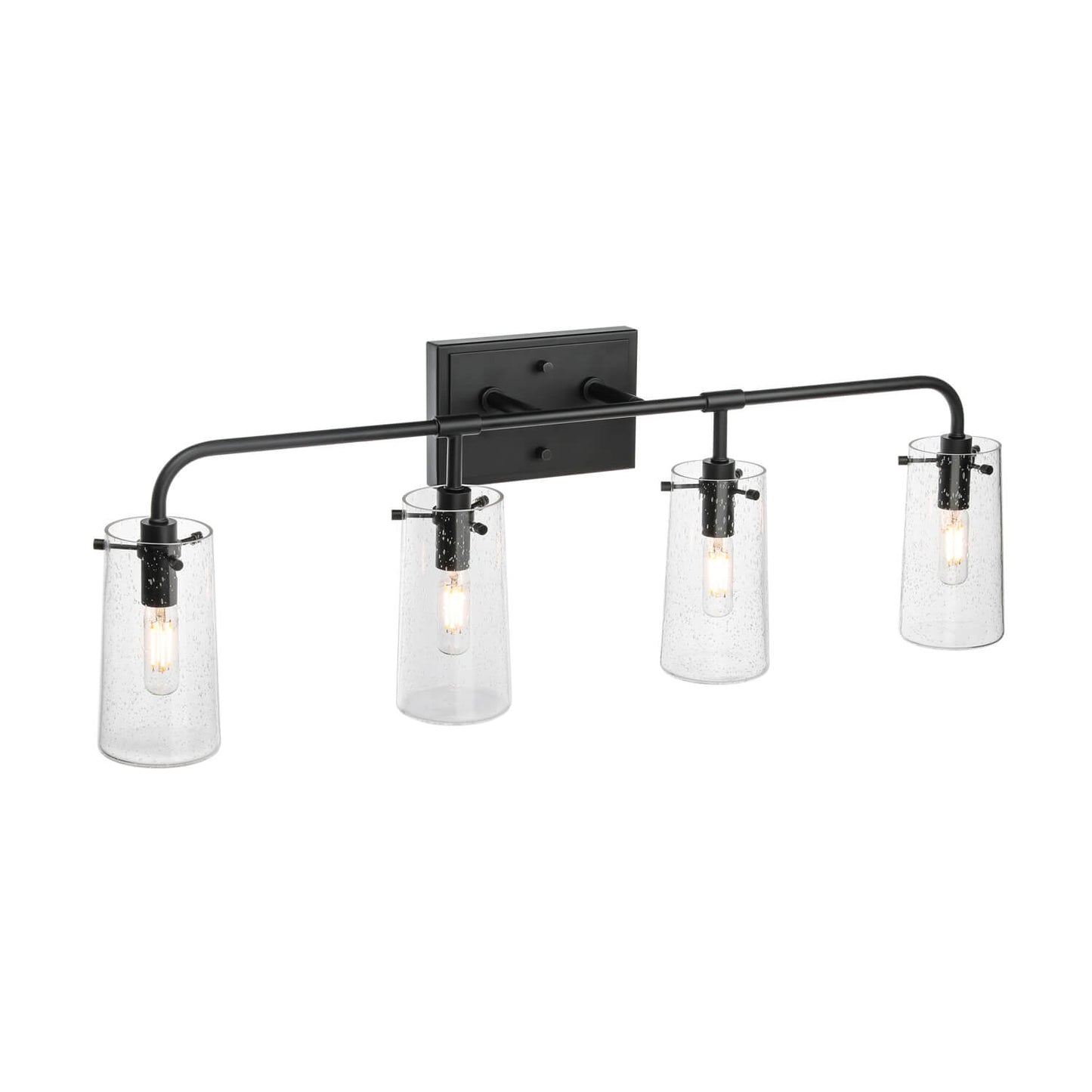 Industrial 4-Light Black Vanity Light with Seeded Glass XB-W1283-4-MB