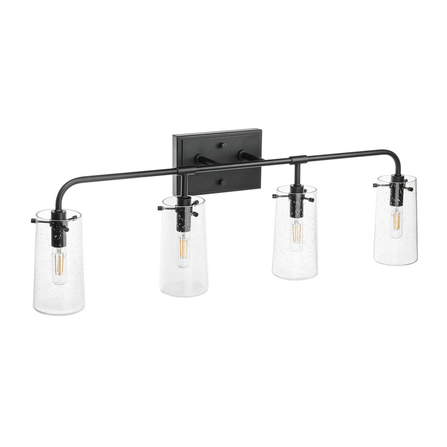 Industrial 4-Light Black Vanity Light with Seeded Glass XB-W1283-4-MB