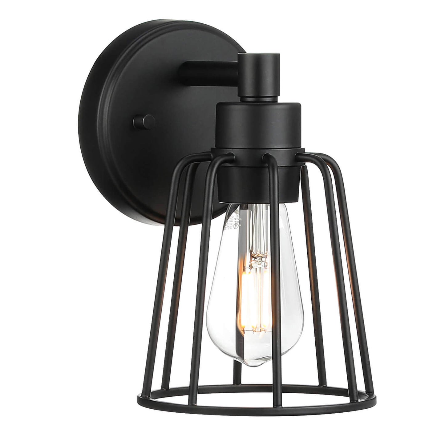 Vintage Cage Farmhouse Wall Sconce - Black Light Fixtures XB-W1287-1-MB